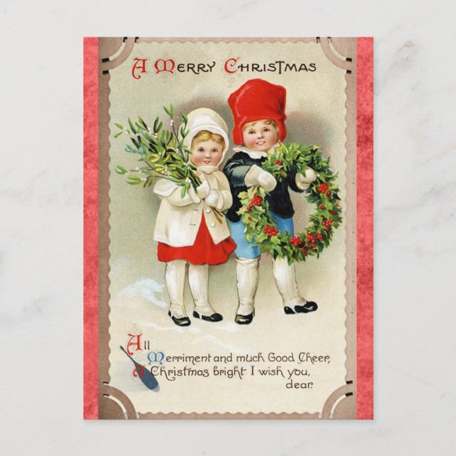 Weihnachten Vintagen Niedliche Kinder Viktorianisc Postkarte (Vorderseite)