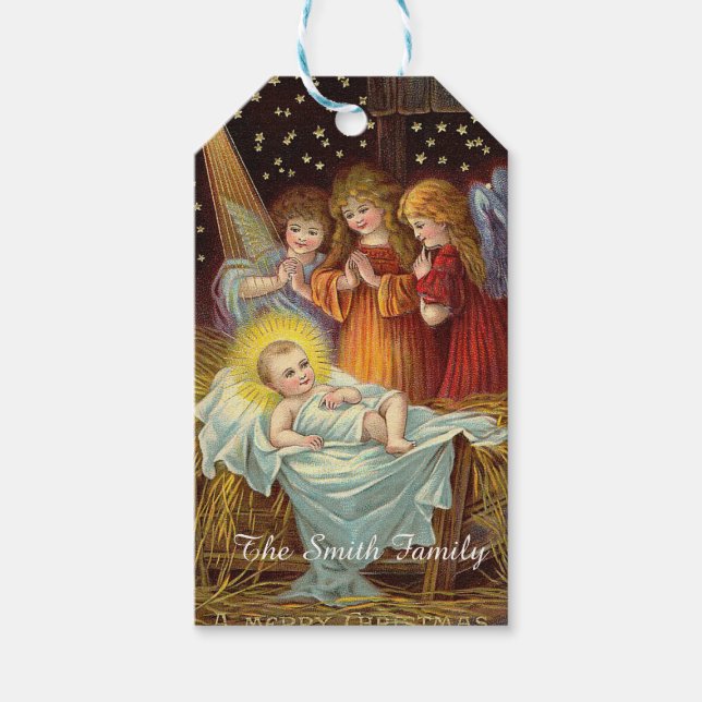 Weihnachten Vintager Feiertag Geschenkanhänger (Vorderseite)