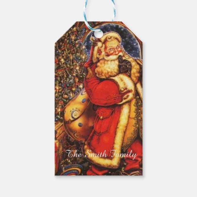 Weihnachten Vintager Feiertag Geschenkanhänger (Vorderseite)