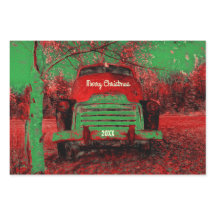 Weihnachten Vintager Hellrot Grün Rustikaler LKW