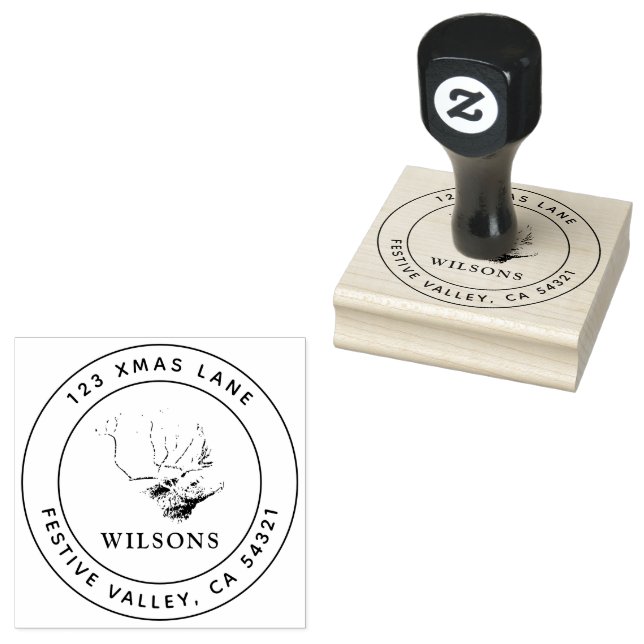 Weihnachten Vintager Hirsch Feiertag Anschrift Gummistempel (Stempel)
