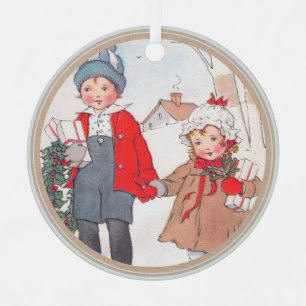 Weihnachten Vintager Kinderjunge Urlaub Ornament Aus Metall
