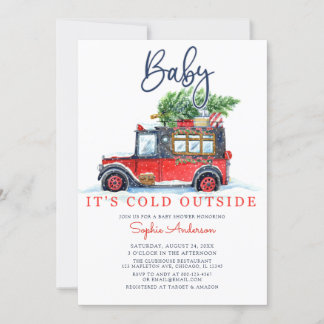 Weihnachten Vintager LKW Baby Es ist kalt draußen Einladung