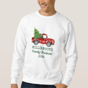 Weihnachten Vintager Roter LKW Personalisiert Sweatshirt