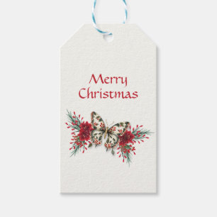 Weihnachten Vintager Schmetterling Poinsettia Feie Geschenkanhänger