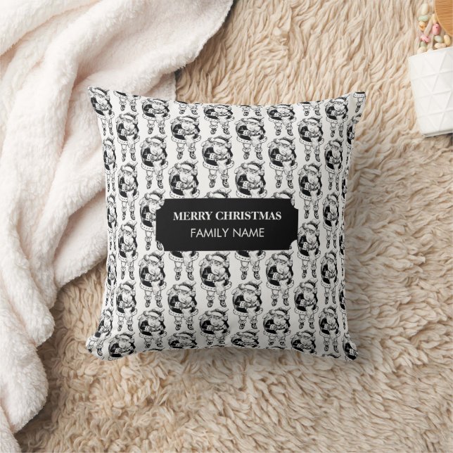 Weihnachten Vintager Schwarz-weißer Weihnachtsmann Kissen (Decke)