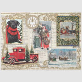 Weihnachten Vintager Weihnachts-Labrador-Dekoupage Seidenpapier