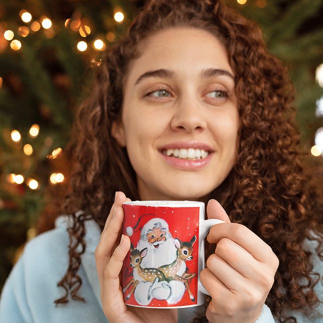 Weihnachten Vintager Weihnachtsmann, der zwei Städ Zweifarbige Tasse (Von Creator hochgeladen)