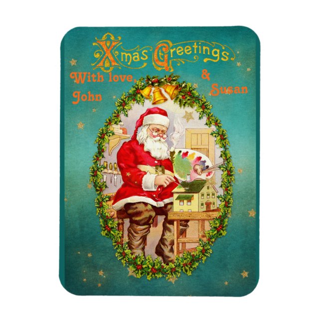 Weihnachten Vintager Weihnachtsmann in Seiner Werk Magnet (Vertikal)