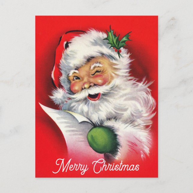 Weihnachten Vintager Weihnachtsmann Postkarte (Vorderseite)