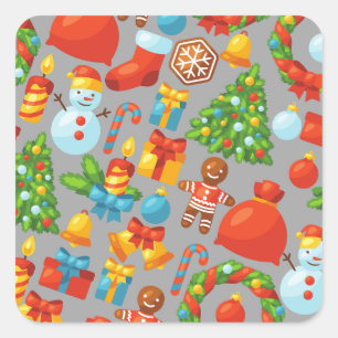 Weihnachten Vintager Weihnachtsmann Wasserfarbener Quadratischer Aufkleber