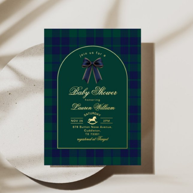 Weihnachten Vintages kariertes Rockpferd Kinderdus Folieneinladung (Von Creator hochgeladen)