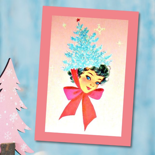 Weihnachten Vintages Mädchen Tragen Tree als Hut (Von Creator hochgeladen)