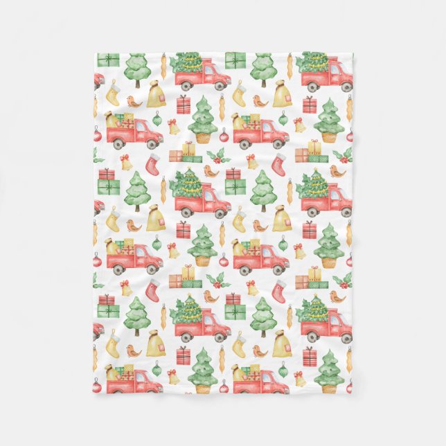 Weihnachten Vintages Rotlastmuster Fleecedecke (Vorderseite)