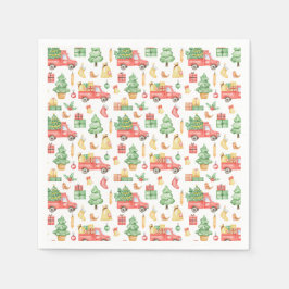 Weihnachten Vintages Rotlastmuster Serviette