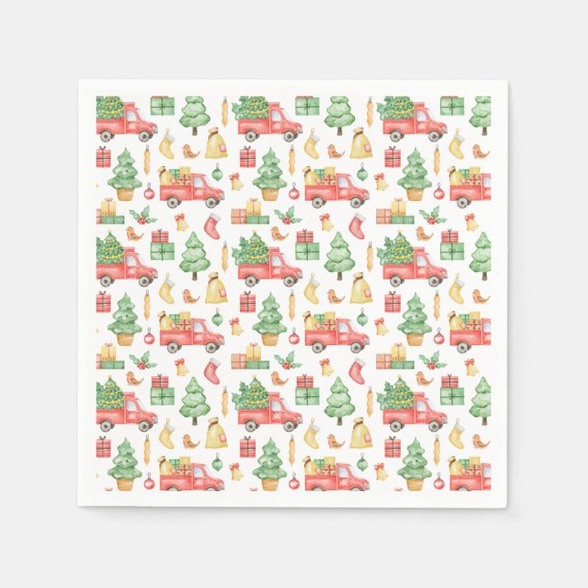 Weihnachten Vintages Rotlastmuster Serviette (Vorderseite)