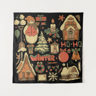 Weihnachten Vintages Set 1 Wandteppich
