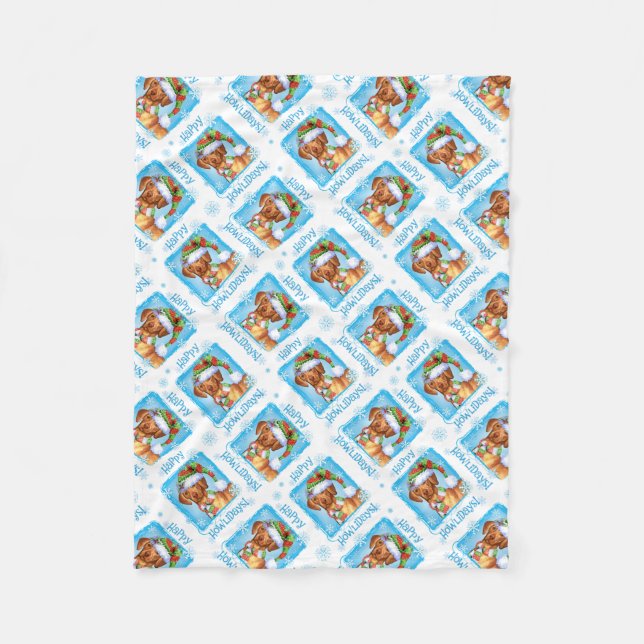 Weihnachten Vizsla Fleecedecke (Vorderseite)