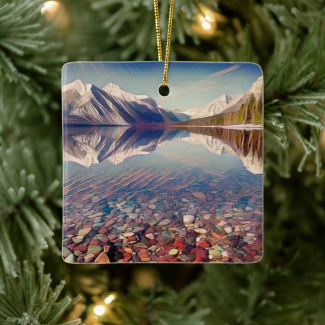 Weihnachten vom McDonald Lake Glacier Park Keramikornament (Baum)