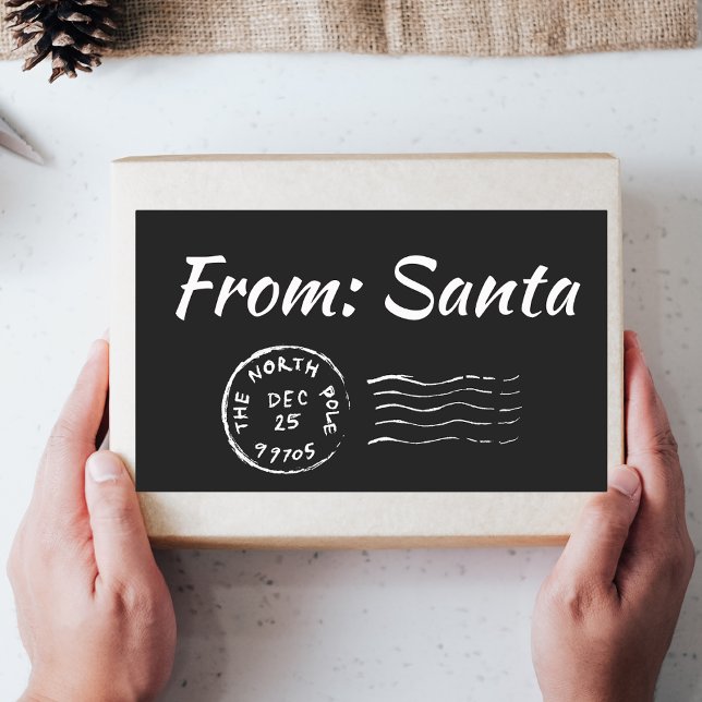Weihnachten vom Santa Black Geschenketikett Etiket Rechteckiger Aufkleber (Von Creator hochgeladen)