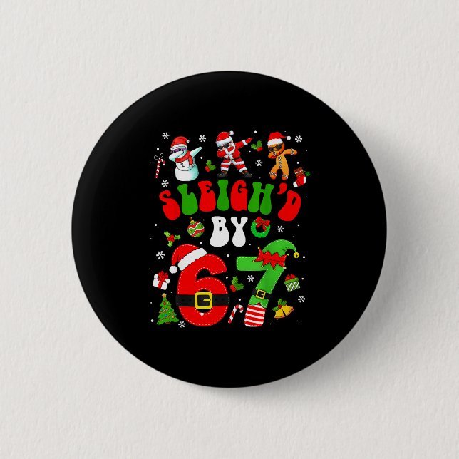 Weihnachten von 67 lustigen Six Seven Meme 6 7  Button (Vorderseite)