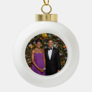 Weihnachten von Präsident Barack Obama und Michell Keramik Kugel-Ornament