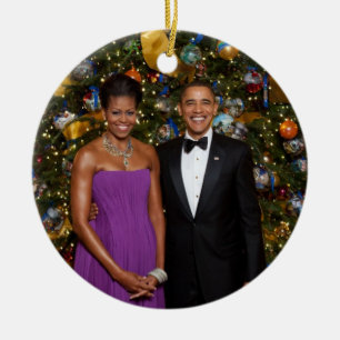 Weihnachten von Präsident Barack Obama und Michell Keramik Ornament