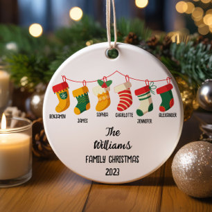 Weihnachten von sechs Personen mit 6 individuellen Keramik Ornament