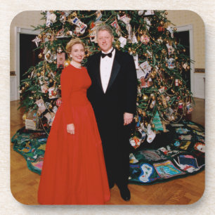 Weihnachten von US-Präsident Bill Clinton & Hillar Getränkeuntersetzer