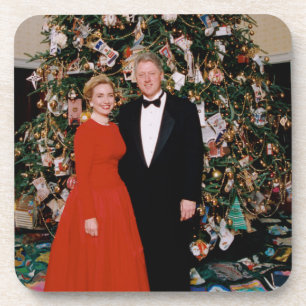 Weihnachten von US-Präsident Bill Clinton & Hillar Getränkeuntersetzer