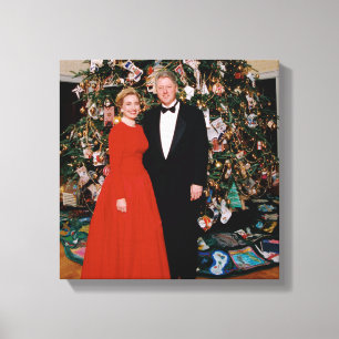 Weihnachten von US-Präsident Bill Clinton & Hillar Leinwanddruck