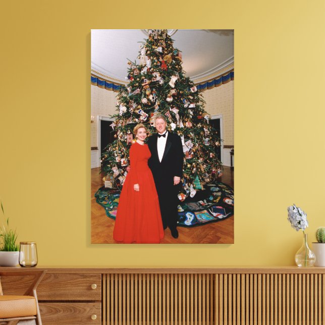 Weihnachten von US-Präsident Bill Clinton & Hillar Leinwanddruck (Insitu (Wohnzimmer))