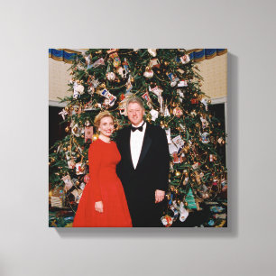 Weihnachten von US-Präsident Bill Clinton & Hillar Leinwanddruck