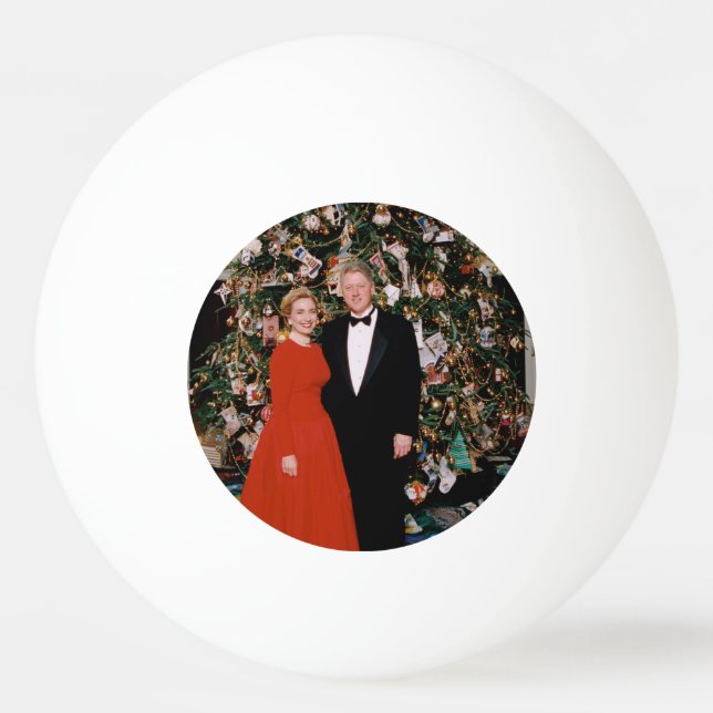 Weihnachten von US-Präsident Bill Clinton & Hillar Tischtennisball (Rückseite)