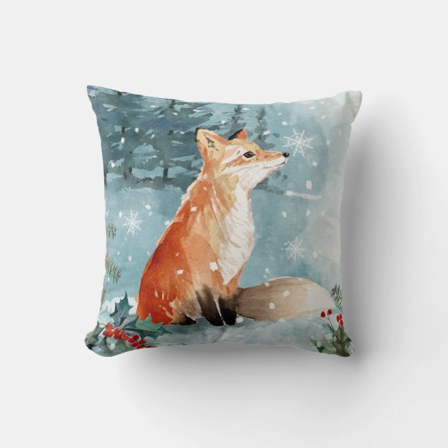 Weihnachten, Waldtiere, Hirsche, Fuchs-Throw-Kisse Kissen (Vorderseite)