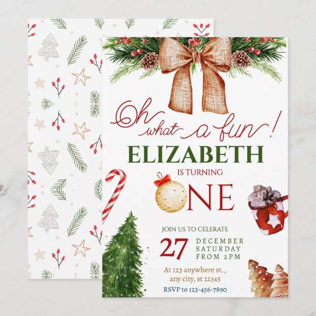 Weihnachten Was Spaß Erste Geburtstagseinladung Einladung (Vorne/Hinten)