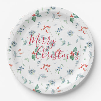 Weihnachten Wasserfarbe Blumen Frohe Weihnachten Pappteller