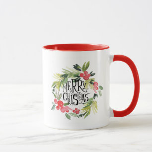 Weihnachten Wasserfarbe - Festlicher Stechpalmen Tasse