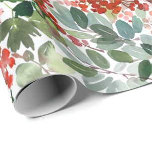 Weihnachten Wasserfarbe Foliage Stechpalme Beere U Geschenkpapier