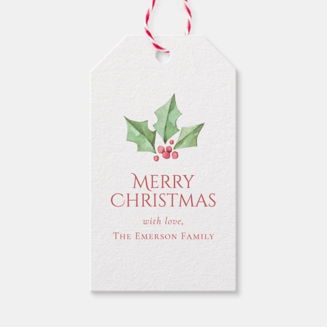 Weihnachten Wasserfarbe Holy Berries Holiday Gesch Geschenkanhänger (Vorderseite)
