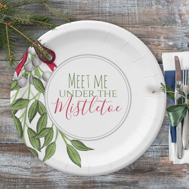 Weihnachten Wasserfarbe Moderne Rustikale Mistleto Pappteller (Von Creator hochgeladen)