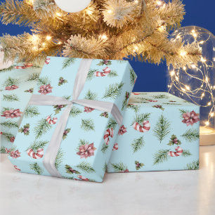 Weihnachten Wasserfarbe Tannen Zweige, Zuckerstang Geschenkpapier