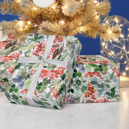 Weihnachten Wasserfarben Folies Holly Berry Holida Geschenkpapier