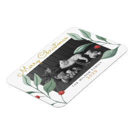 Weihnachten Wasserfarben Grün & Berry Magnet