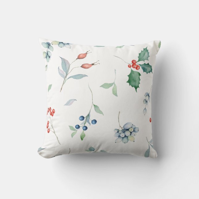 Weihnachten Wasserfarbener Blumenurlaub Traditione Kissen (Vorderseite)
