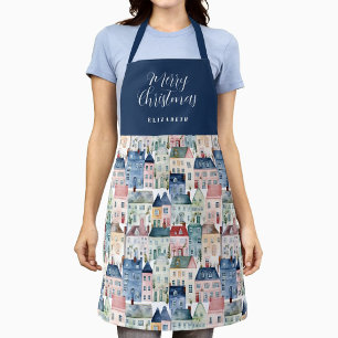 Weihnachten Wasserfarbenfrohe Ferienhäuser Schürze