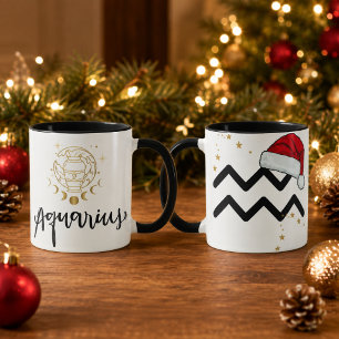Weihnachten Wassermann-Zodiac-Santa-Hut Tasse