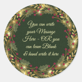 Weihnachten - WC Kranz - PERSONLIZE Runder Aufkleber