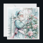 Weihnachten Weihnachten<br><div class="desc">Elegante Vintage Pastellfarben aquamarin,  Rosa und Blau des Weihnachtsmanns,  die Geschenke unter dem Baum platzieren. Personalisiert auf der Rückseite mit Ihrer Nachricht und Ihrem Namen. Kontaktieren Sie mich für Hilfe bei Ihrer Anpassung oder um zusätzliche Matching oder Koordination von Zazzle Produkten anzufordern.</div>