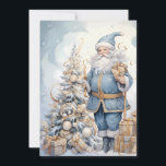 Weihnachten Weihnachten<br><div class="desc">Elegante Weihnachtsgrüße mit dem Weihnachtsmann,  der einen blauen und goldenen Anzug trägt und Geschenke unter einem Baum legt. Personalisiert auf der Rückseite mit Ihrer Nachricht und Ihrem Namen. Kontaktieren Sie mich für Hilfe bei Ihrer Anpassung oder um zusätzliche Matching oder Koordination von Zazzle Produkten anzufordern.</div>